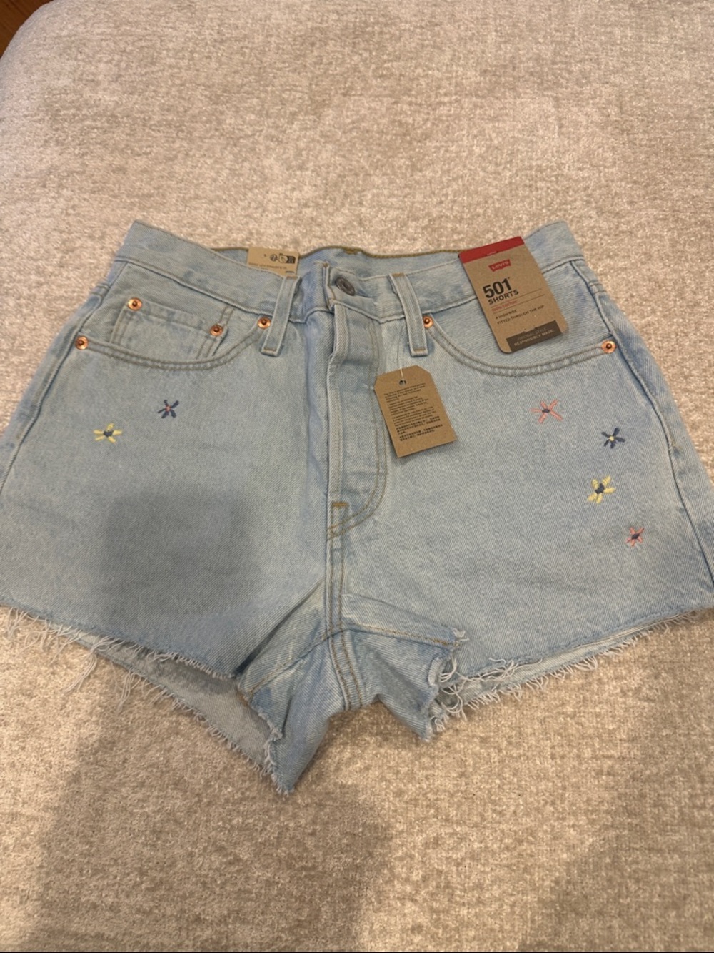 Levi's Light Blue Denim High-Waist Cutoff Shorts